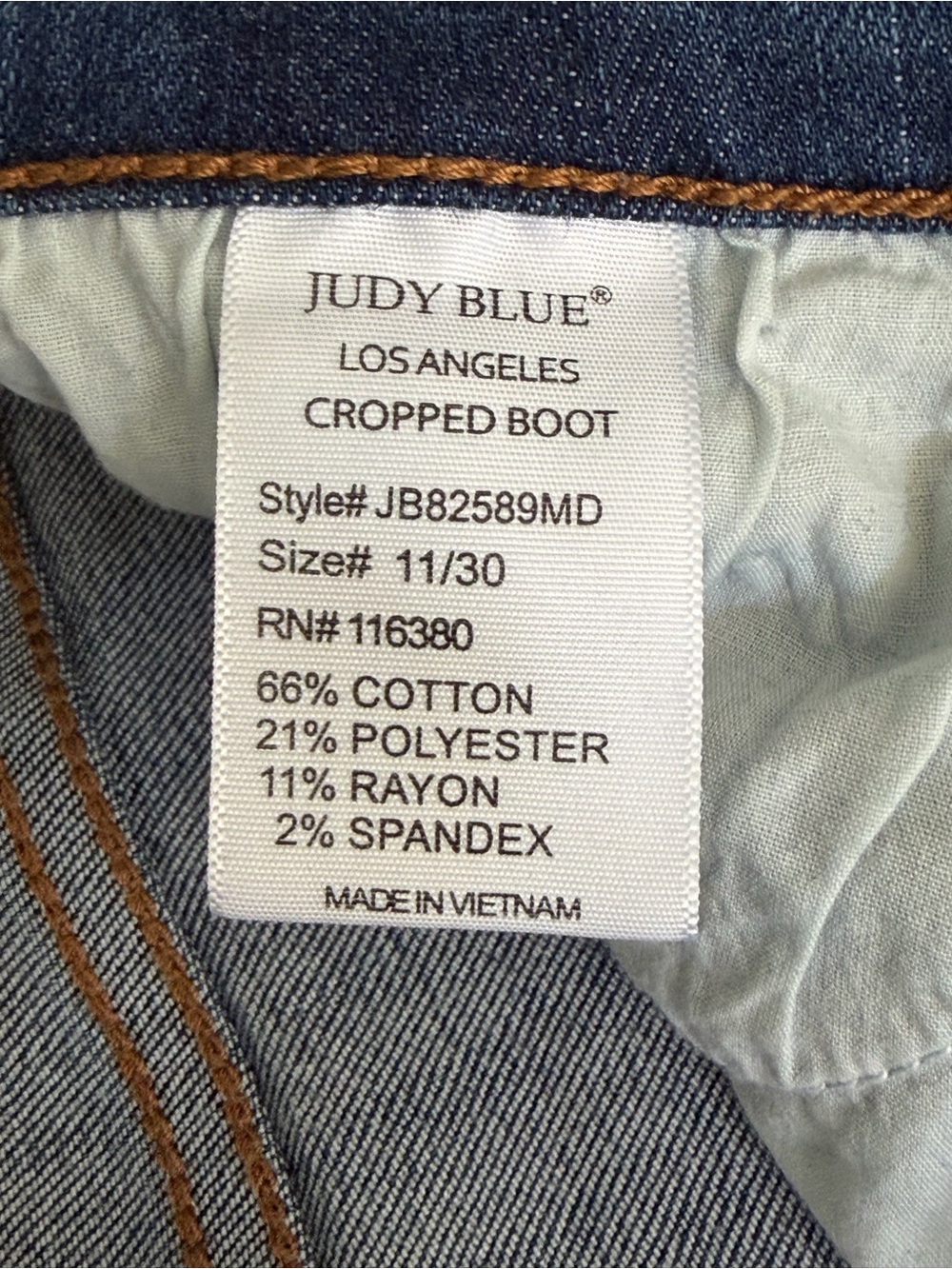 Judy Blue Womens Cropped Boot Jeans Size 11/30 High Rise Raw Hem Distressed - Picture 13 of 13